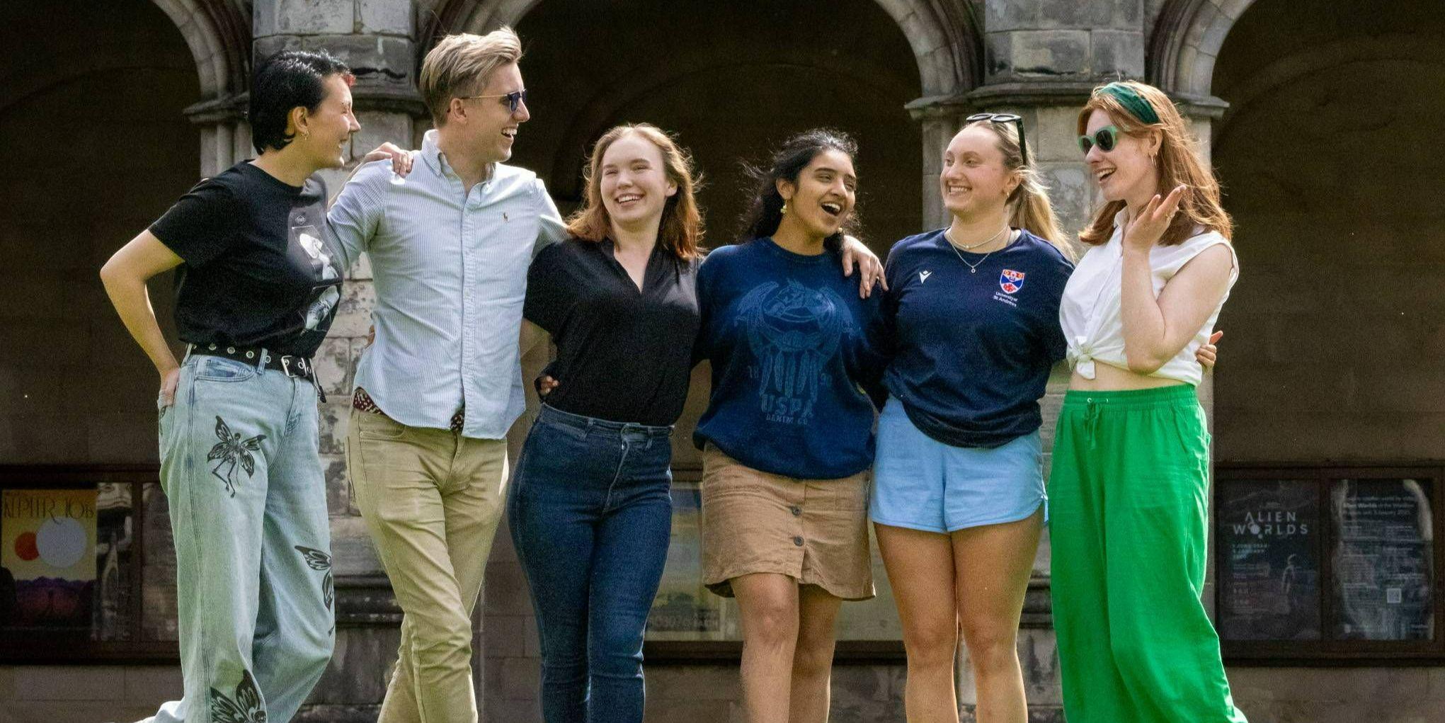 St Andrews students celebrating being the most positive in the UK